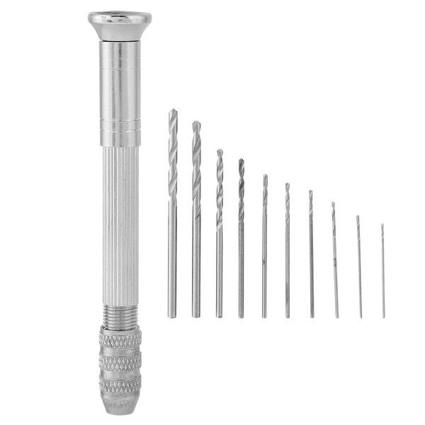 Mini Precision Hand Twist Drill with 10Pcs Drills Bits Punching Tool