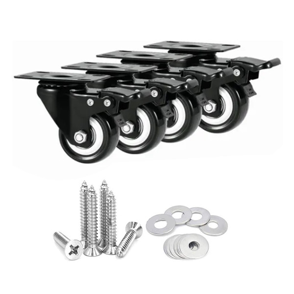 4PCS 2in Heavy Duty Plate Casters Universal Swivel Gliding Caster Wheels for Handcart Workbench