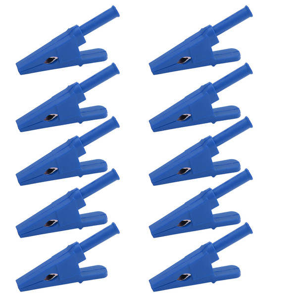 10Pcs Power Test Clip 20mm Opening Good Conductivity Safety Type Test Clamp with 4mm Jack for Electrical CircuitBlue