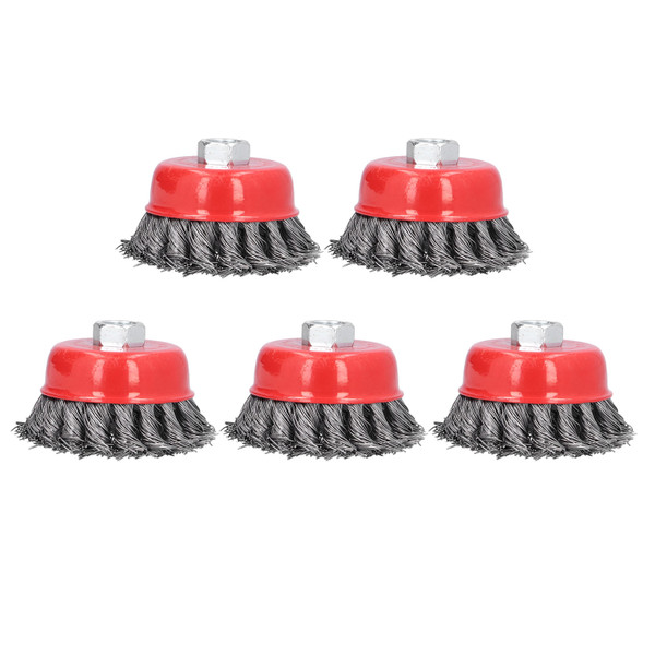 5Pcs Wire Cup Brush Wheel Twisted Knotted for Grinders Cleaning Rust Burring M14 Screw Thread