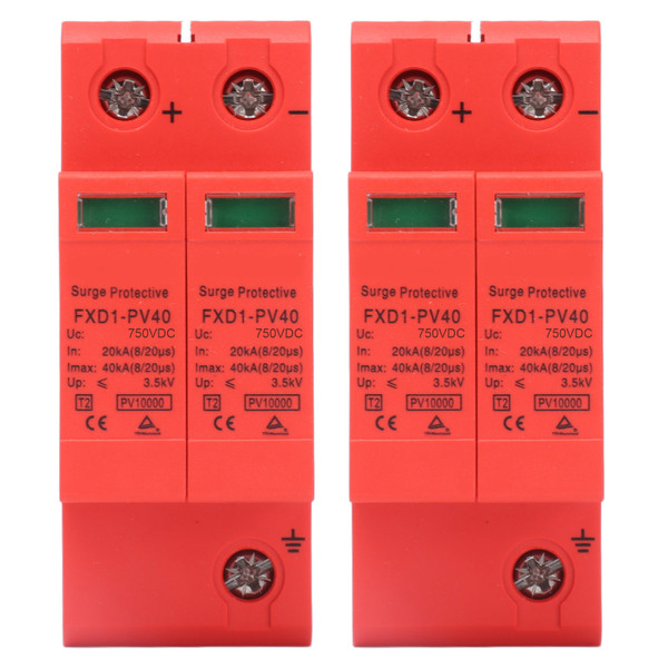 2Pcs SPD Protective Devices DC Photovoltaic Arrester 2P 40KA FXD1‑PV40