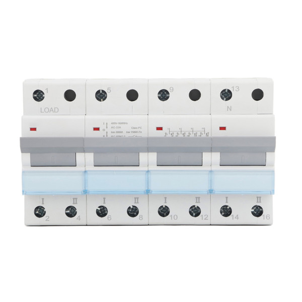 400VAC Dual Power Manual Transfer Switch DIN Rail Mount Single Side Interlock Circuit Breaker 4P MTS 100A