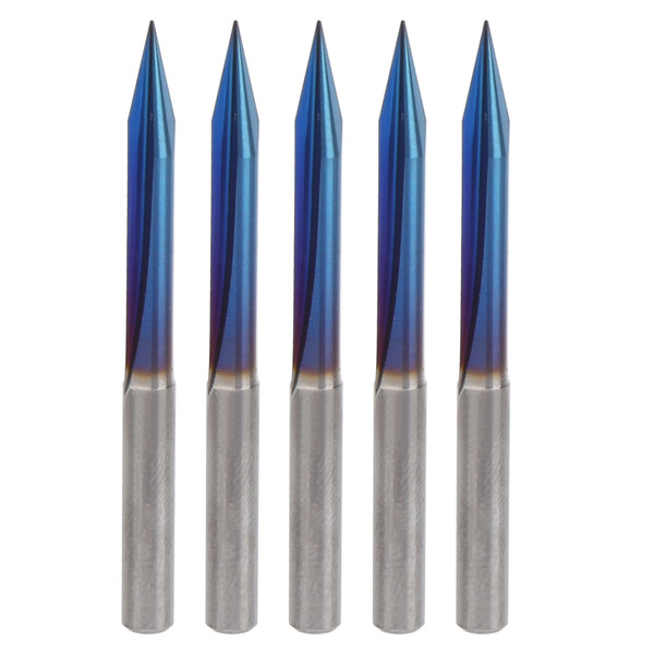 5pcs 2 Flutes V Tip Engraving Bit 4mm Shank Straight End Mill Cutter Carving Tool 4x0.3x20