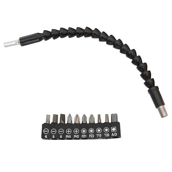 Metal Flexible Shaft Hex Shank Screwdriver Bit Electric Drill Extension Connect Rod Set 10PC