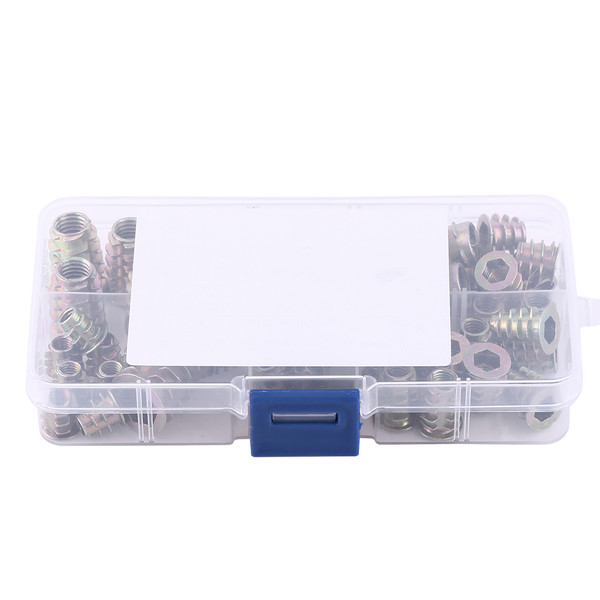 50pcs M4/M5/M6/M8/M10 Zinc Alloy Screw in Type Hex Drive Threaded Insert Nuts Assortment