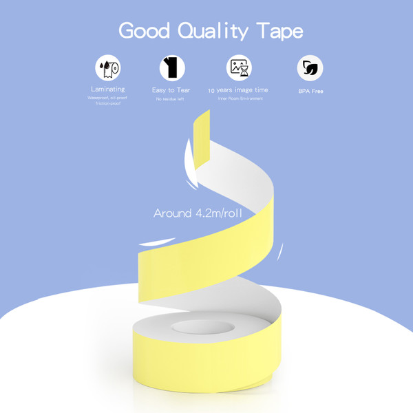 PeriPage 1 Roll Adhesive Label Paper Cute Pattern Sticky Tape Thermal Printing Paper Name Price Barcode Sticker Home Office Organization Waterproof Oil-proof Tear-Resistant for PeriPage L1 Mini Pocket BT Label Maker