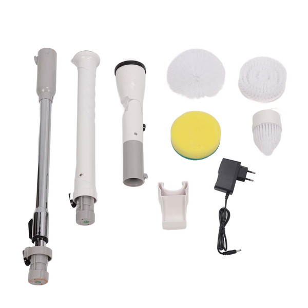 Electric Rotating Floor Scrubber Cordless Cleaning Brush IPX9 Waterproof Extendable Handle Cleaner Kit for Home 100‑240V EU Plug