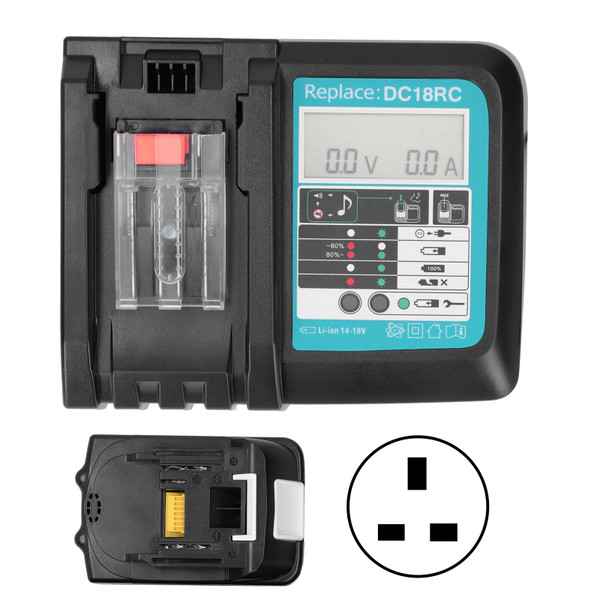 Battery Charger for Makita LCD Screen USB Port Industrial Equipment DC18RC 100‑240VUK Plug