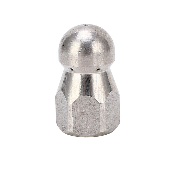 5000PSI High Pressure Washer Nozzle Pipe Dredging Cleaning Nozzle Stainless Steel Jetter Nozzle Ball Head Front 1 Rear 6 Holes G1/4in