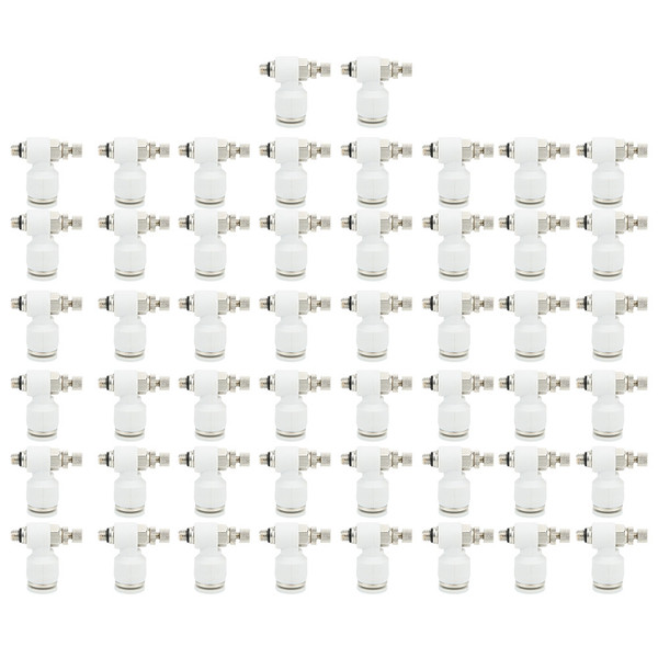 50Pcs Air Flow Control Valve Pneumatic White Adjustment Durable Quick Connector SL6‑M5