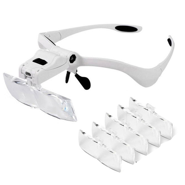 Headband Magnifying Glass 1X 1.5X 2X 2.5X 3.5X Lens Adjustment Lightweight LED Head Mount Magnifier