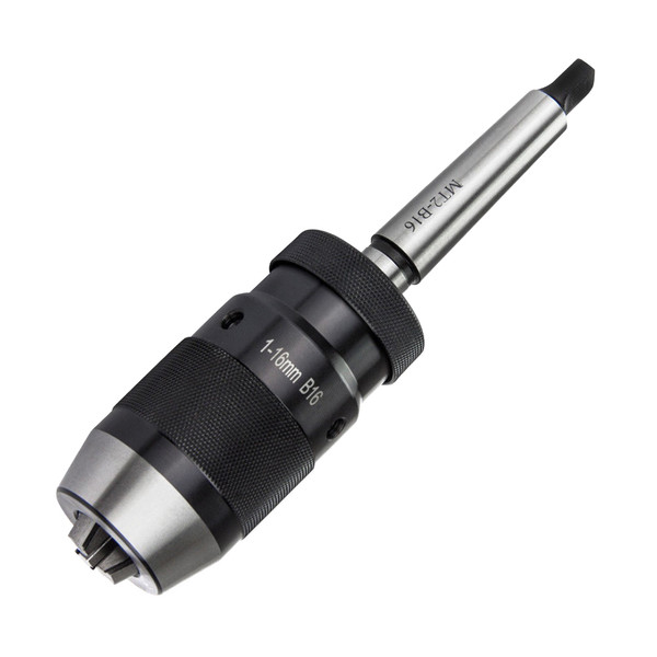 B16 1-16mm Steel Self Tighten Keyless Drill Chuck + MT2-B16 Arbor for Lathe Drill MK2
