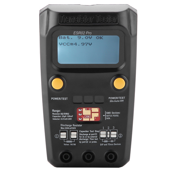 BSIDE ESR02 Pro Digital Transistor Tester SMD Chip Component Inductance Meter