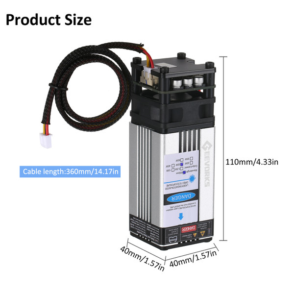 Geevorks 30W Laser Module 450nm Engraving Laser Head Fixed Focal Length High Precision Engraving Plastic Leather Wood Acrylic for Laser Engraving Machine CNC Router Cutting Machine