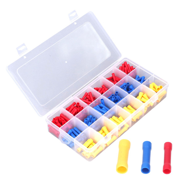 300Pcs Crimp Terminal Butt Connectors Brass PVC Corrosion Proof Robust Insulated Wire Terminal