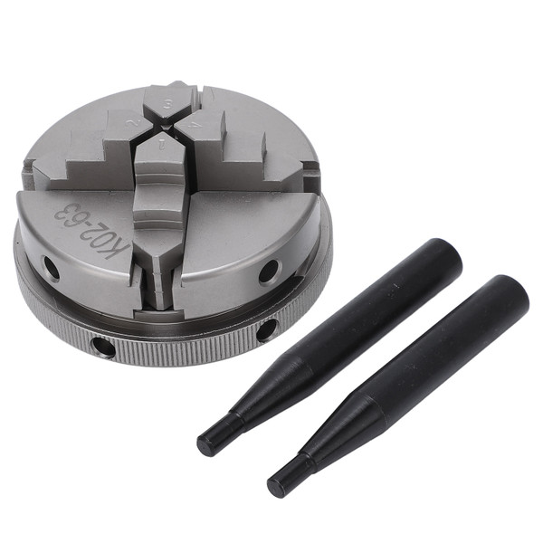 2.5in 4 Jaw Lathe Chuck Reversible Self Centering Chuck with 2 Levers Woodworking Clamping Tool