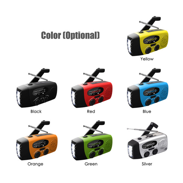 Emergency Radio Hand Crank Solar Weather Radio 2000mAh AM / FM Emergency Weather Radio Portable Power Bank with Solar Charging & Hand Crank & Battery Operated LED Flashlight Cell Charger Reading Lamp for Camping Hiking Outdoor Activity