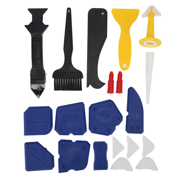 20Pcs Caulking Finisher Tools Glass Glue Scraper Sealing Grouting Caulk Nozzles Kit