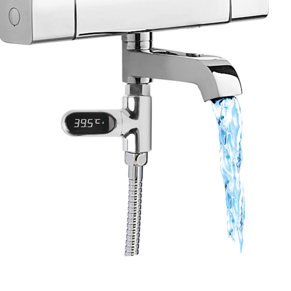 LED Display Water Meter Digital Shower Thermometer Bath Temperature Monitor Water-temperature Measuring Instrument with 5~85℃ Range ℃/℉ High Accuracy Shower Bathroom Accessory