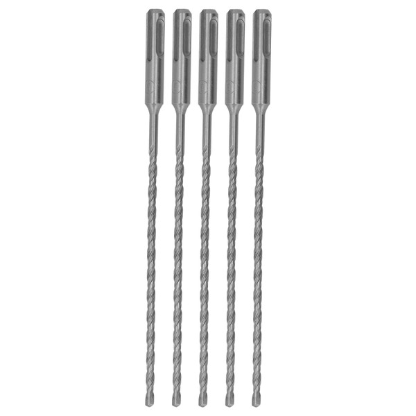 5PCS Impact Drill Bits with Carbide Tip Rotary Hammer Bit 2 Flute Spiral Bits for Brick Concrete 210mm 5mm / 0.2in