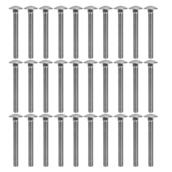 30Pcs M8x1.25 Screw Bolt A2 Stainless Steel Cup Square Coarse Thread Carriage Bolts DIN603M8x70