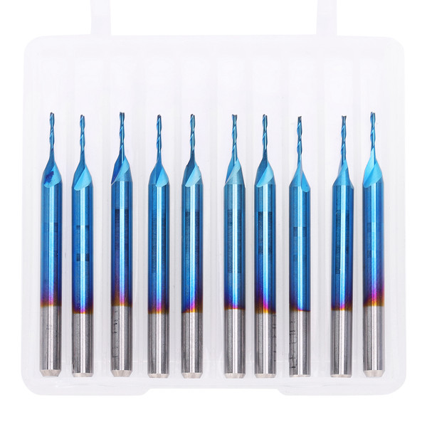 10pcs 3.175mm Blue Coated Spiral Ball Nose End Router Bit Milling Cutter 1 x 4mm