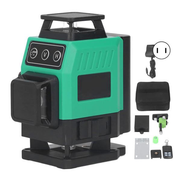 Green Laser Leveler Self Leveling 16 Lines High Accuracy IP54 Beam Level Meter for Wall 100‑240V US Plug