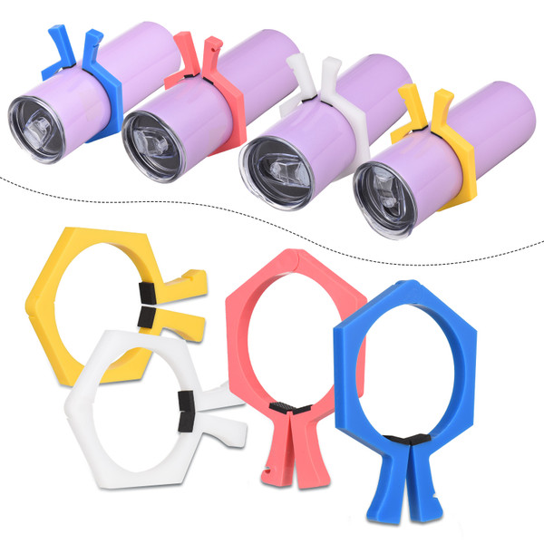 Sublimation Pinch Tumbler Clamp Nonslip Tool for 20 Oz Sublimation Blanks Mug Adjustable Open Angle Clamp Grip Tool DIY Heat Press Machine Supplies for Sublimation Paper & Tumblers - Yellow 2 Pack