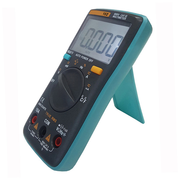 RICHMETERS RM102 True RMS Multifunctional LCD Digital Multimeter DMM DC AC Voltage Current Resistance Diode Capacitance Temperature Tester Measurement Automatic Polarity Identification Ammeter Voltmeter Ohm