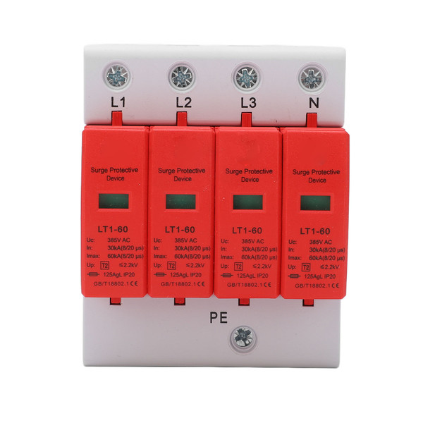 4P Surge Protective Device Flame Retardant Housing Easy Installation Arrester Device AC385V 30kA to 60kA
