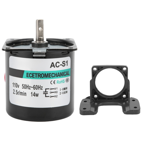 AC Synchronous Motor 14W Permanent Magnet 2Way High Torsion Central Shaft Bracket XD60KTYZ(2.5rpm/min AC110V)