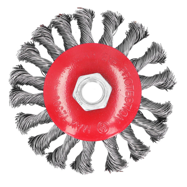 Twist Wire Brush Wheel Knotted Grinder Cup Grinding Rust Paint Removal Tool M10x1.5 Nut 4in