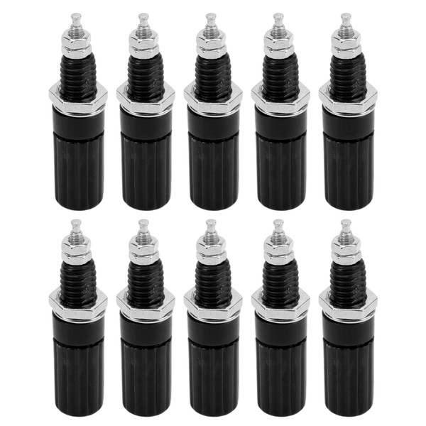 10Pcs M3 Terminal 4mm Banana Jack Socket Screw Panel Jack Terminal Plug for Electronic EquipmentBlack