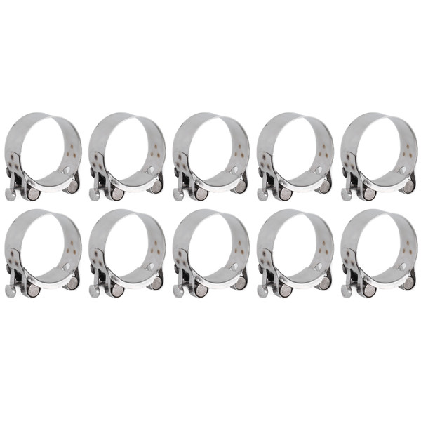 10Pcs Hose Clamp 201 Stainless Steel Reinforced Full Core Appearance Galvanized Pipe Clamps for Automotive Industrial52-55mm