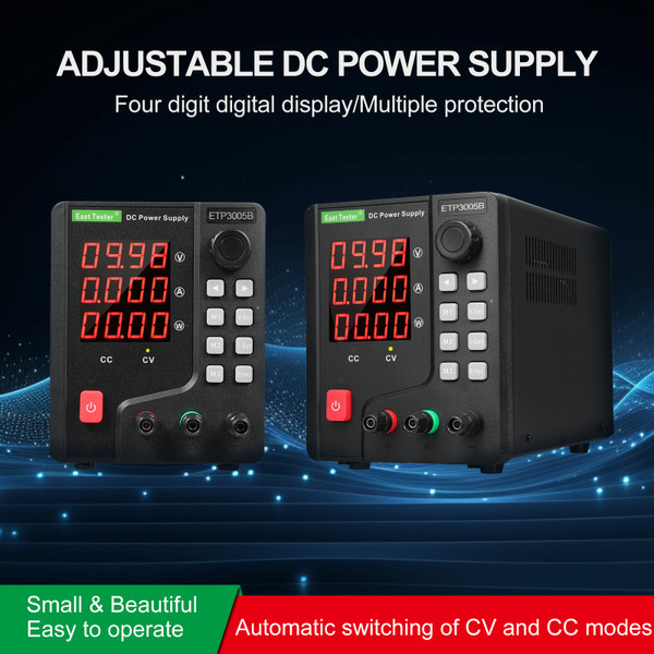 East Tester ETP3005B DC Regulated Power Supply 150W 30V 5A Single Channel DC Regulated Power Supply High Precision Encoder Adjustment Maintenance Storage Remote Control Multifunctional Power Supplys 4 Digits LED Display Regulated Power Supply