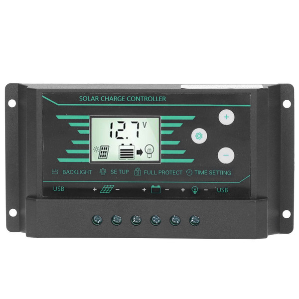 Solar Panel Regulator Charge Controller PWM Dual USB LCD Display 30A 12V/24V for Lampz10