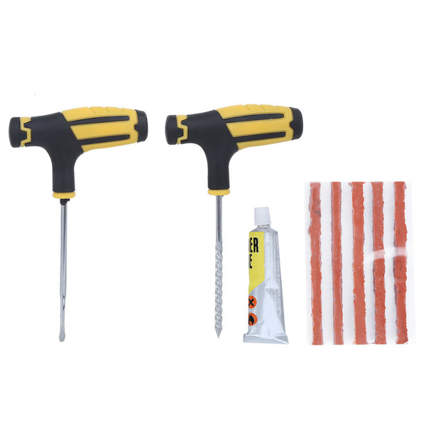 Tire Repair Kit Tubeless Tyre Puncture Plug Repairing Tool for Auto Car Truck Motorcycle Bike WheelBrown