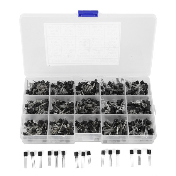 600 Pcs Transistors Assortment Kit NPN TO-92 PNP 2N2222-S9018 Straight Plug Transistor
