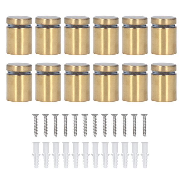 12Pcs Advertising Nail Stainless Steel Electroplated Brushed Gold Sign Holder Standoff Screw