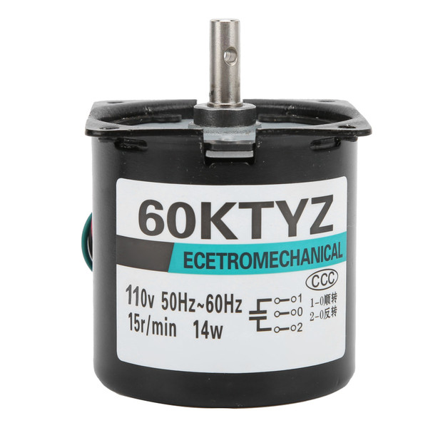 AC Synchronous Motor 14W Permanent Magnet Slow Speed 2-Way High Torsion Central Shaft XD60KTYZ15rpm/min AC110V