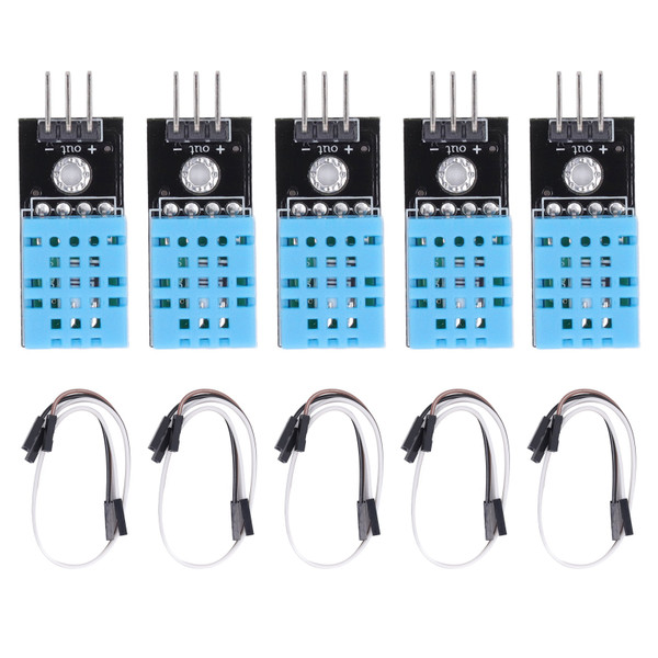 5PCS Temperature Humidity Sensor High Sensitivity Anti Interference Digital Sensor Module for Greenhouse Adapter Plate with Jump Wire