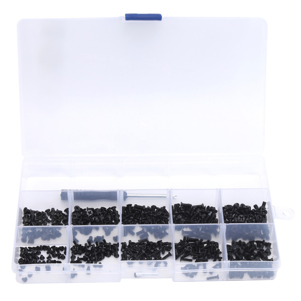 501pcs KM Black Cross Head Screw Carbon Steel Screw Assortment Kit with Screwdriver