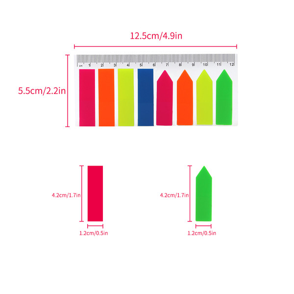 Creative Arrow Shaped Page Marker Colorful Index Tabs Fluorescent Sticky Notes Writable Labels 20 Sheets/Pad  for Home School Office Reading Supplies