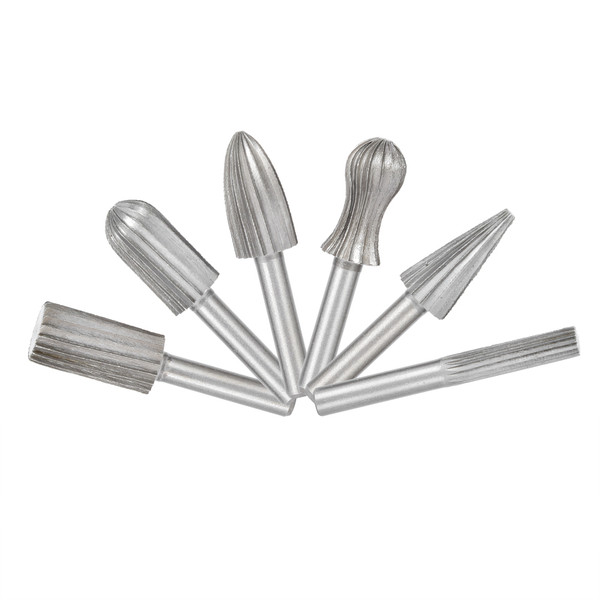 6pcs Rotate Grinding File Bearing Steel Rotating Drilling File Bits Engraving KnifeGray