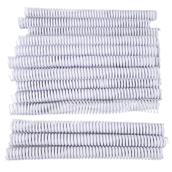 50 Pcs Spiral Binding Coil 19mm Diameter 48 Loop 4:1 Pitch 170 Sheet Capacity A4 Binding Spine White