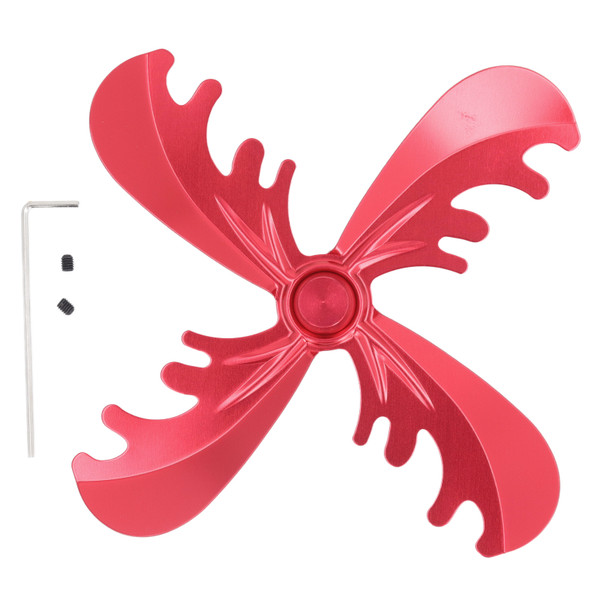 Stove Fan Blade 180mm 4 Blades Heat Powered Aluminium Alloy Horn Shape Fireplace Fan Blade Accessory for Home Red