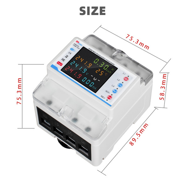 Tuya WiFi Intelligent Circuit Breaker Automatic Reclosure Protector 3P4W Power Meter Three Phase Reclosure Switch with Multiple Protections Timing Schedule Electricity Metering Functions