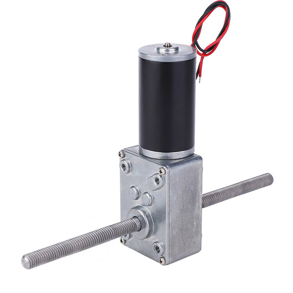 24V Double Shaft Metal Gearbox Turbo Worm Speed Reduction Gear Motor M8 Thread50