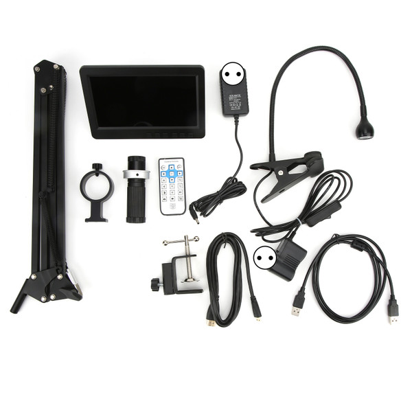 USB Digital Microscope 150X 1080P Foldable LED Lights USB Digital Microscope Recorder with 7 Inch LCD Display AC100‑240VEU Plug