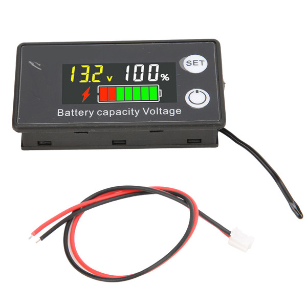 Battery Capacity Tester LCD Color Screen DC Voltmeter with Alarm Temperature Function for Electromobile 8-100V